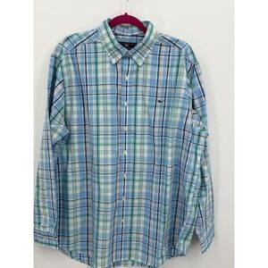 Vineyard Vines Whale Shirt‎ Mens XL Blue Plaid Slim Fit Button Down Preppy